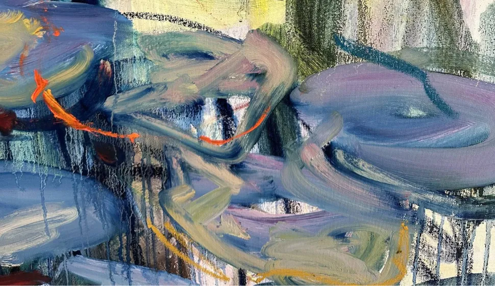 Summer pond. Diptych Painting