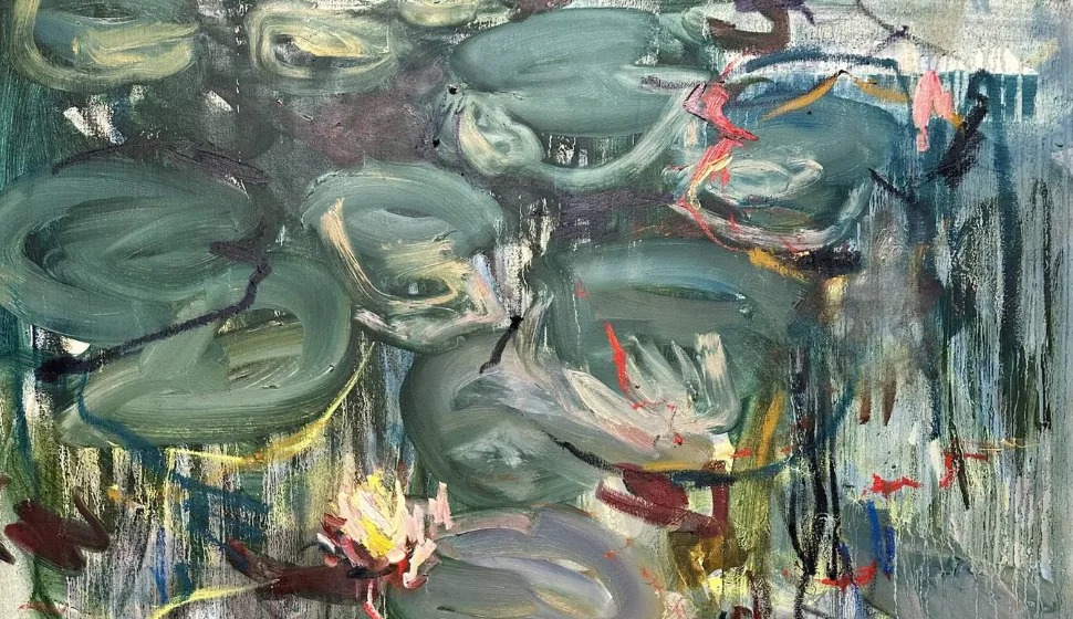 Summer pond. Diptych Painting